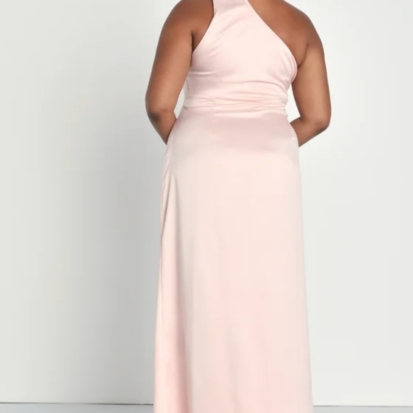 NWOT Lulu's Blush Pink Satin One Shoulder Maxi Dress Size 3X=22/24 - Picture 3 of 5